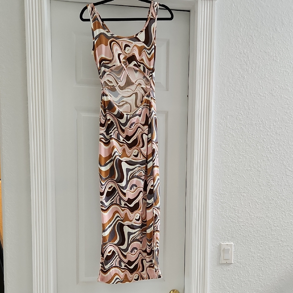 J for Justify Maxi Dress in Pink, Brown, and Cream